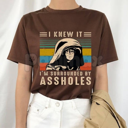 "I Knew It I'm Surrounded" T-Shirt – Retro Spaceballs Inspired Dark Helmet Movie Graphic Tee