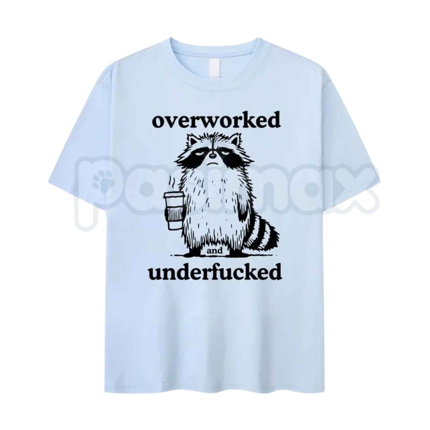 Funny Overworked Raccoon Graphic T-Shirt – Tired Trash Panda Meme Unisex Cotton Tee