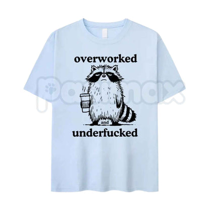 Funny Overworked Raccoon Graphic T-Shirt – Tired Trash Panda Meme Unisex Cotton Tee