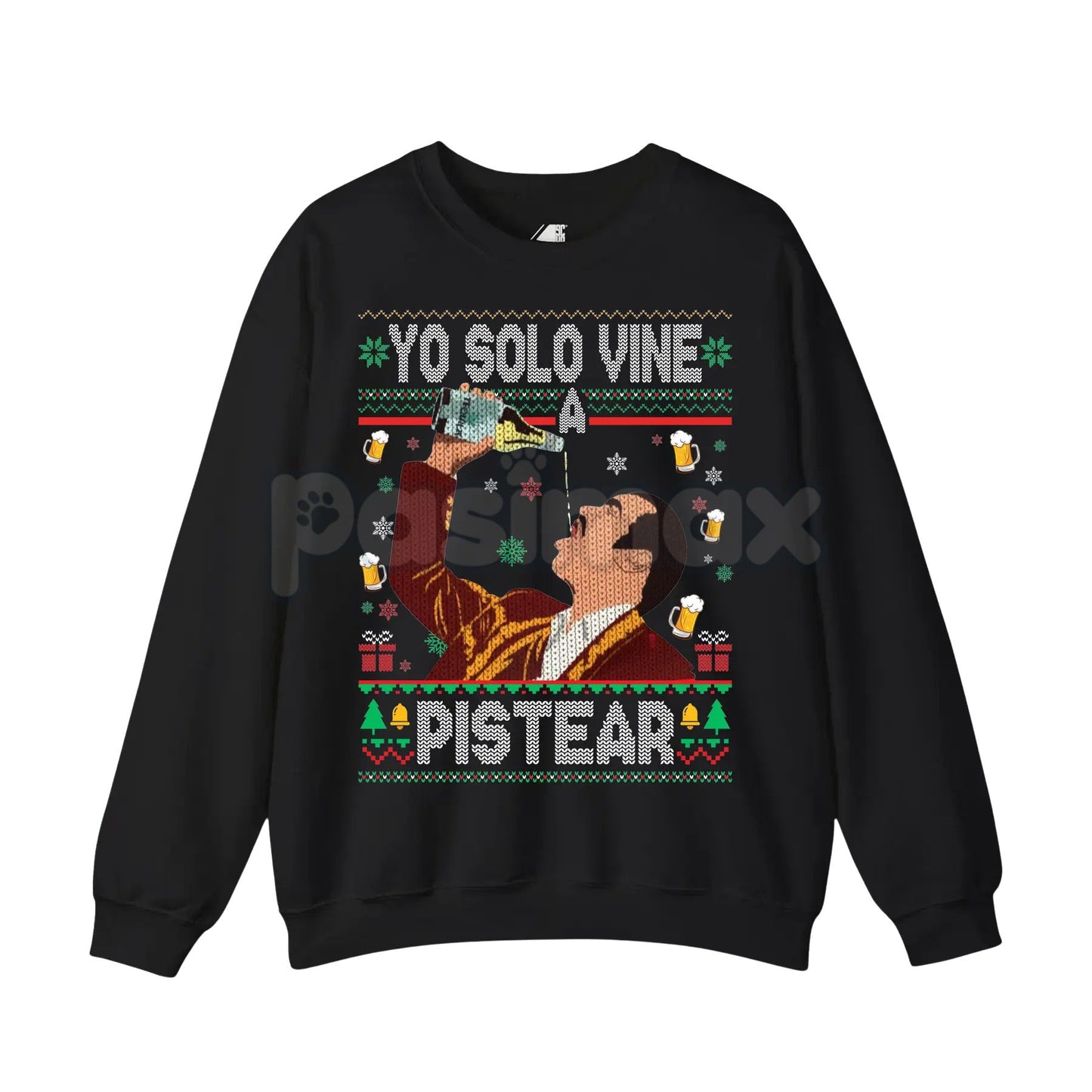 Yo Solo Vine a Pistear Mexico Ugly Christmas Sweater | Funny Fiesta Drinking Holiday Pullover | Spanglish Party Jumper