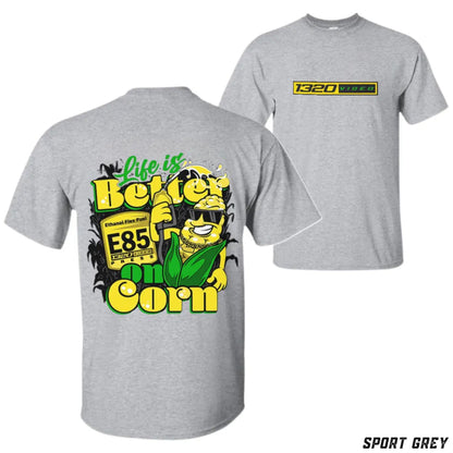 1320 Video "Corn Fuel" T-Shirt - Fun E85 Ethanol Graphic Tee, Street Racing Apparel