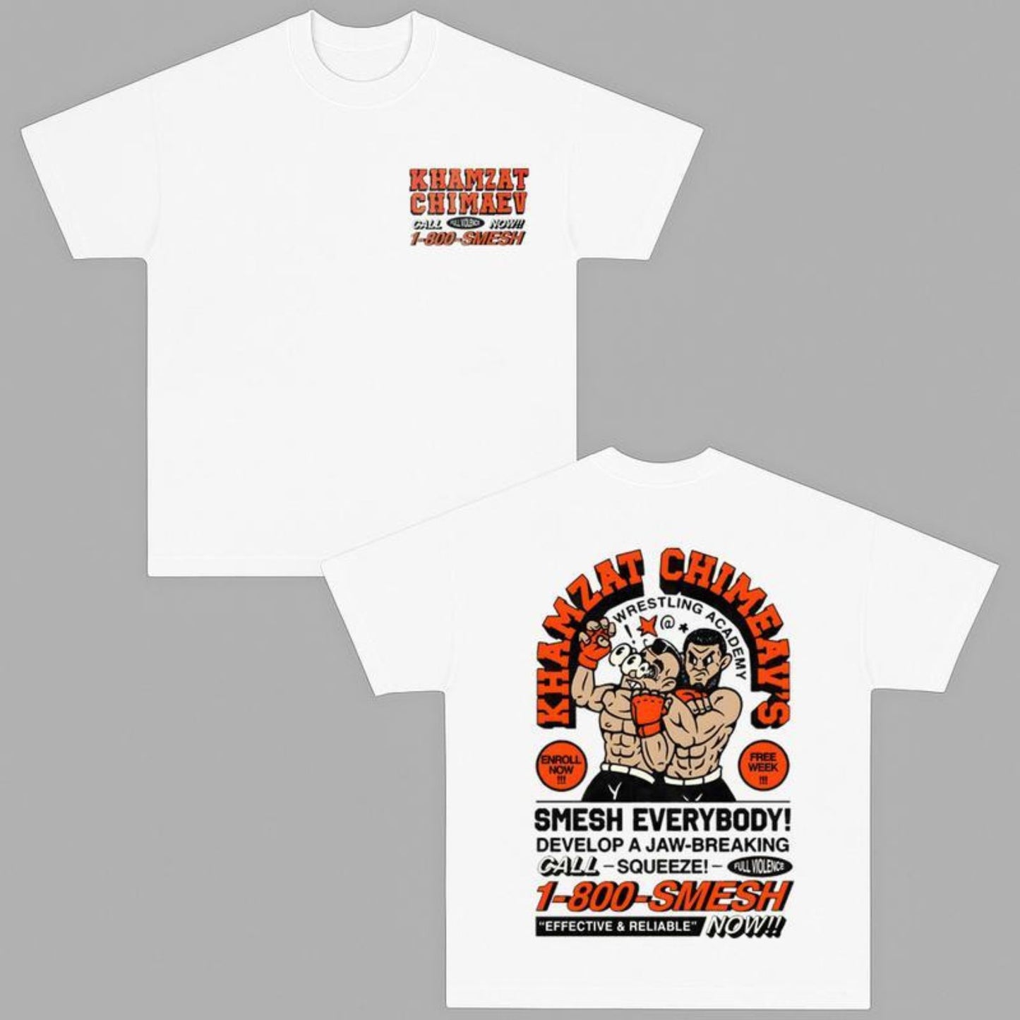 Khamzat Chimaev "Smesh Everybody" T-Shirt - UFC Fan Apparel, Borz Graphic Tee