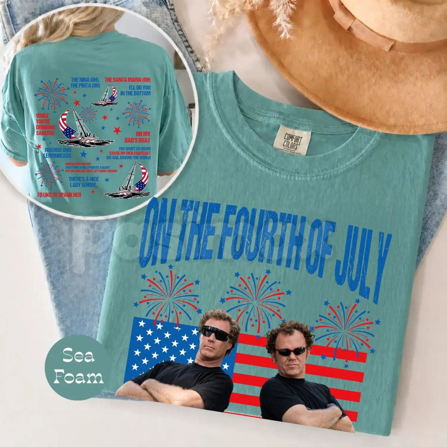 Comfort Colors® Step Brothers "Boats 'N Hoes" T-Shirt – Vintage Retro Summer Movie Shirt, Funny Prestige Worldwide Graphic Tee, Iconic Gift for Him