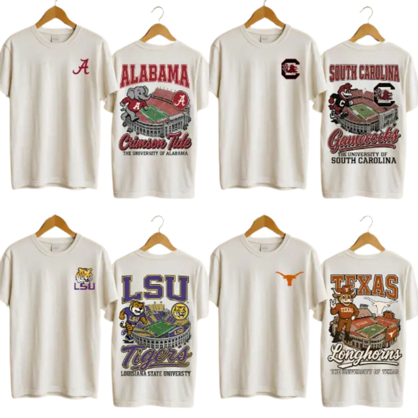 NCAA Full Team Mascots T-Shirt - Vintage College Football Tee, Unisex Throwback Sports Shirt