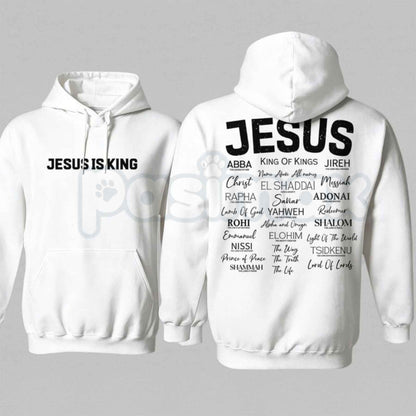 JESUS IS KING Gothic Hoodie – Vintage Christian Faith Graphic Pullover, Heavyweight Religious Streetwear Sweatshirt, Unisex Heavy Blend