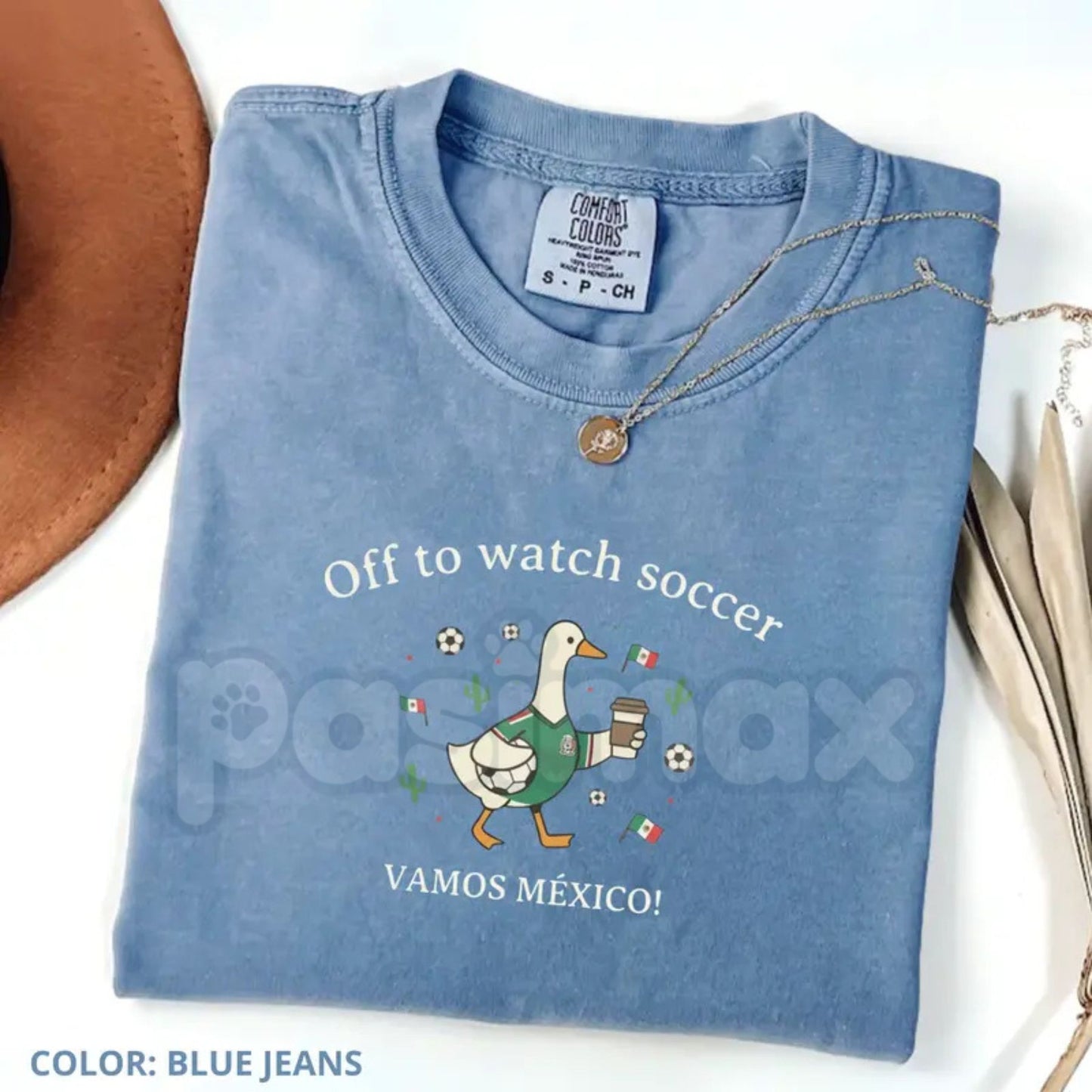 Comfort Colors® "Off To Watch Soccer" Mexico T-Shirt – Funny Duck Soccer Fan Graphic Tee, Retro Vamos México Football Tournament Top, Sarcastic El Tri Gift