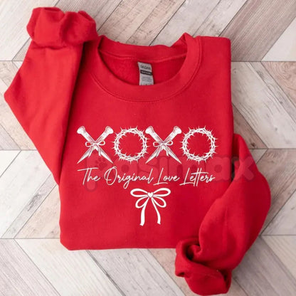 XOXO The Original Love Letters Sweatshirt | Romantic Vintage Aesthetic Crewneck | Valentine's Day Graphic Jumper | Minimalist Love Letter Shirt