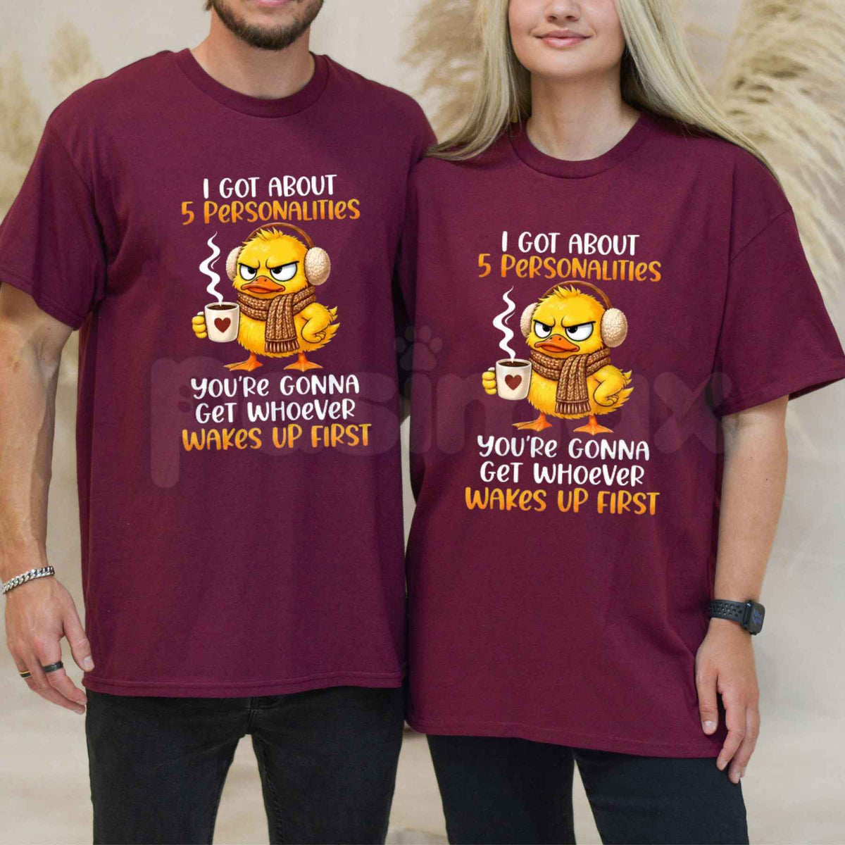 5 Personalities Funny Morning Mood T-Shirt – Whoever Wakes Up First Quote Unisex Tee