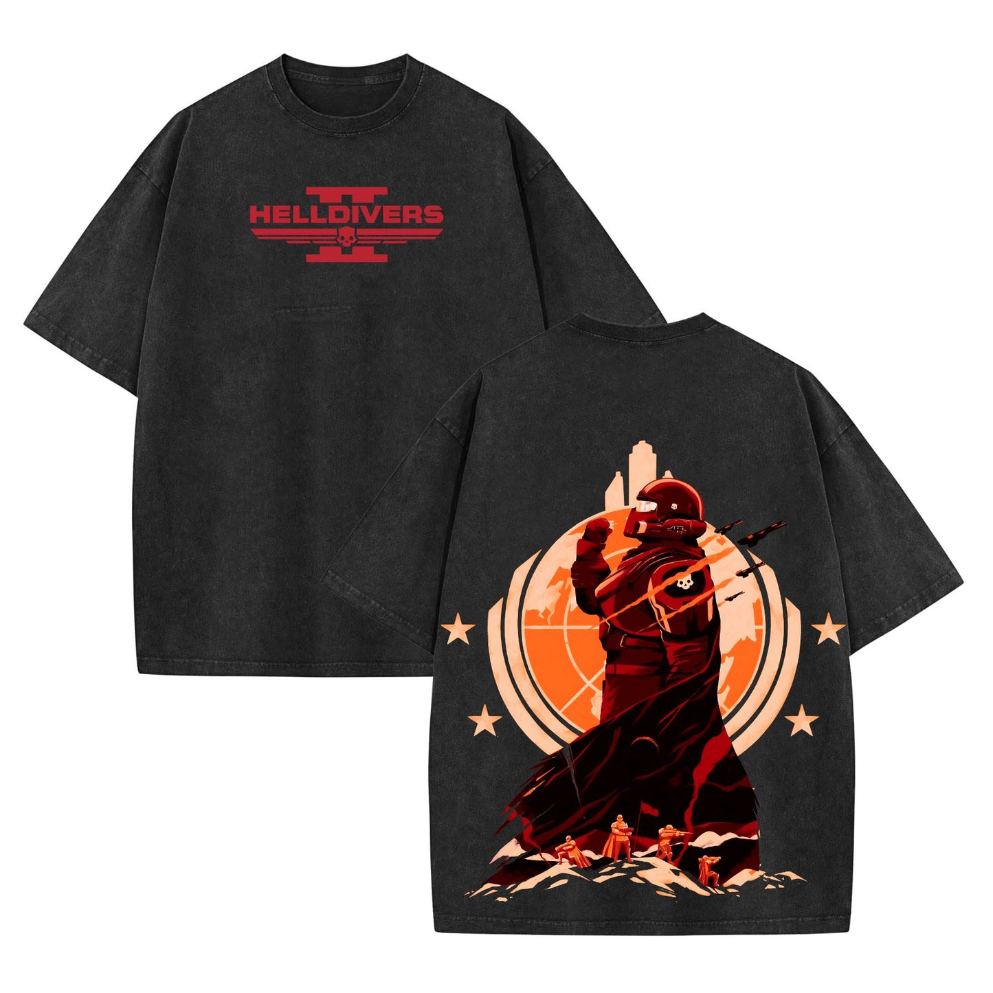 Helldivers 2 Fan-Art T-Shirt – Oversize Heavyweight Cotton Tee, Unisex Liber-Tea Graphic
