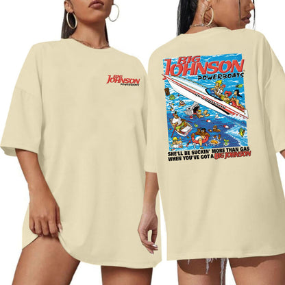 Big Johnson Powerboats Graphic T-Shirt - 2-Sided Fun & Bold Design, Funny Humor Tee