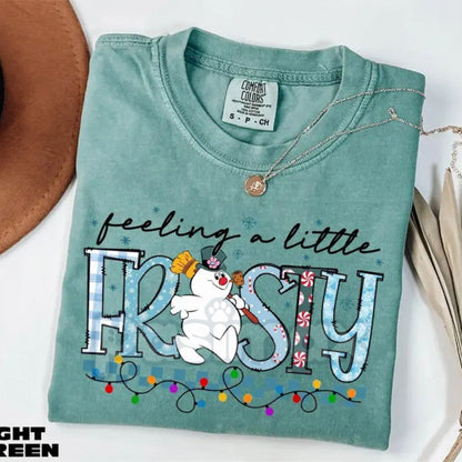 'Feeling A Little Frosty' Comfort Colors® T-shirt – Cute Snowman Tee, Funny Winter Gift Idea, Vintage Christmas Shirt