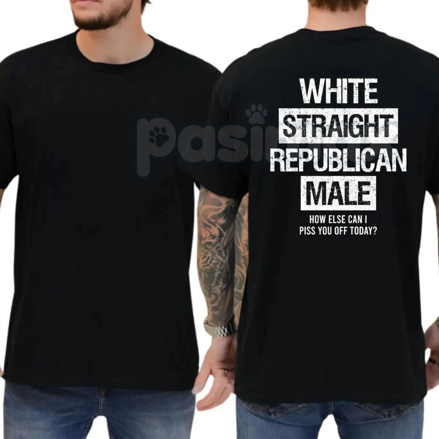 "White Straight Republican Male" T-Shirt – Premium 100% Cotton Conservative Graphic Tee, Bold Identity Patriotic Top, Soft Lived-In Heavyweight Men's Statement Shirt, Made in USA