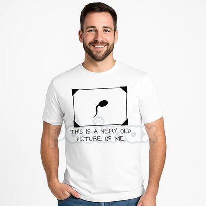 Funny Sperm Graphic Tee - "Very Old Picture of Me" T-Shirt, Trendy Unisex Streetwear, Witty Biology Humor Gift