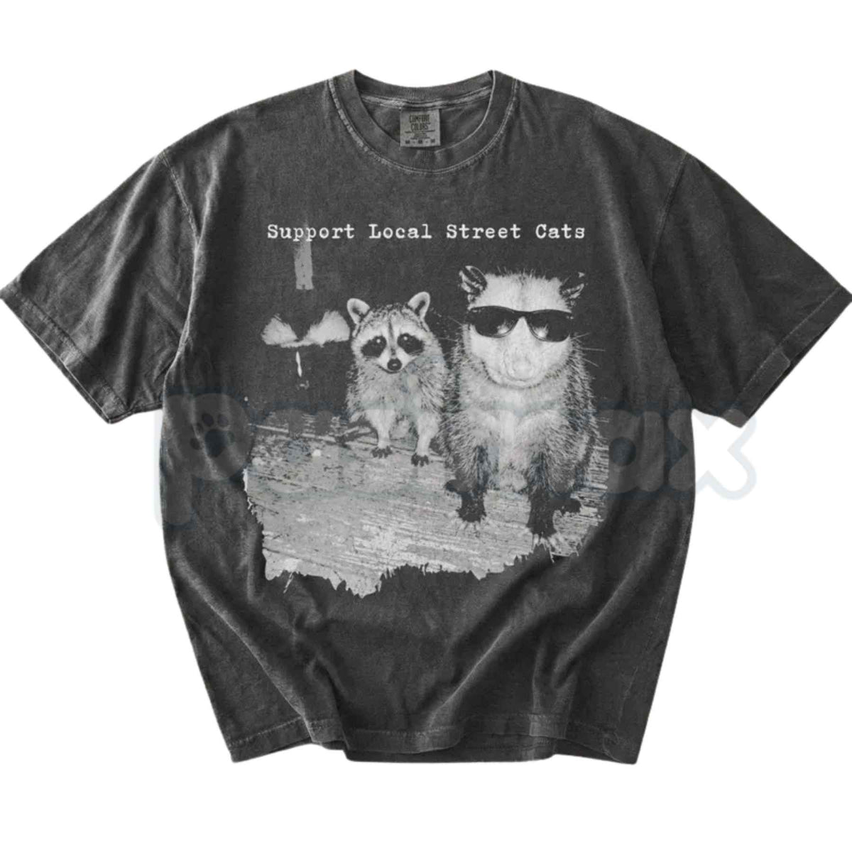 Comfort Colors® Support Local Street Cats T-Shirt – Funny Raccoon & Opossum Graphic Tee, Retro Animal Lover Meme Unisex Top