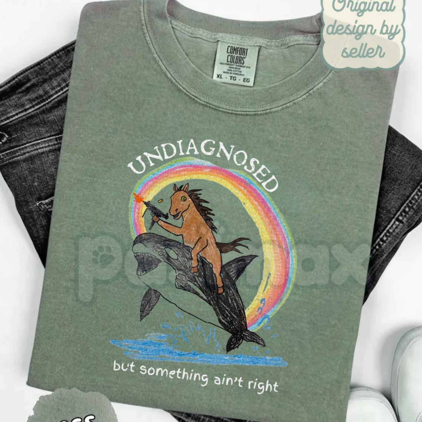 Comfort Colors® "Undiagnosed But Something Ain't Right" T-Shirt – Retro Vintage Sarcastic Mental Health Humor Graphic Tee, Relatable Unisex Top