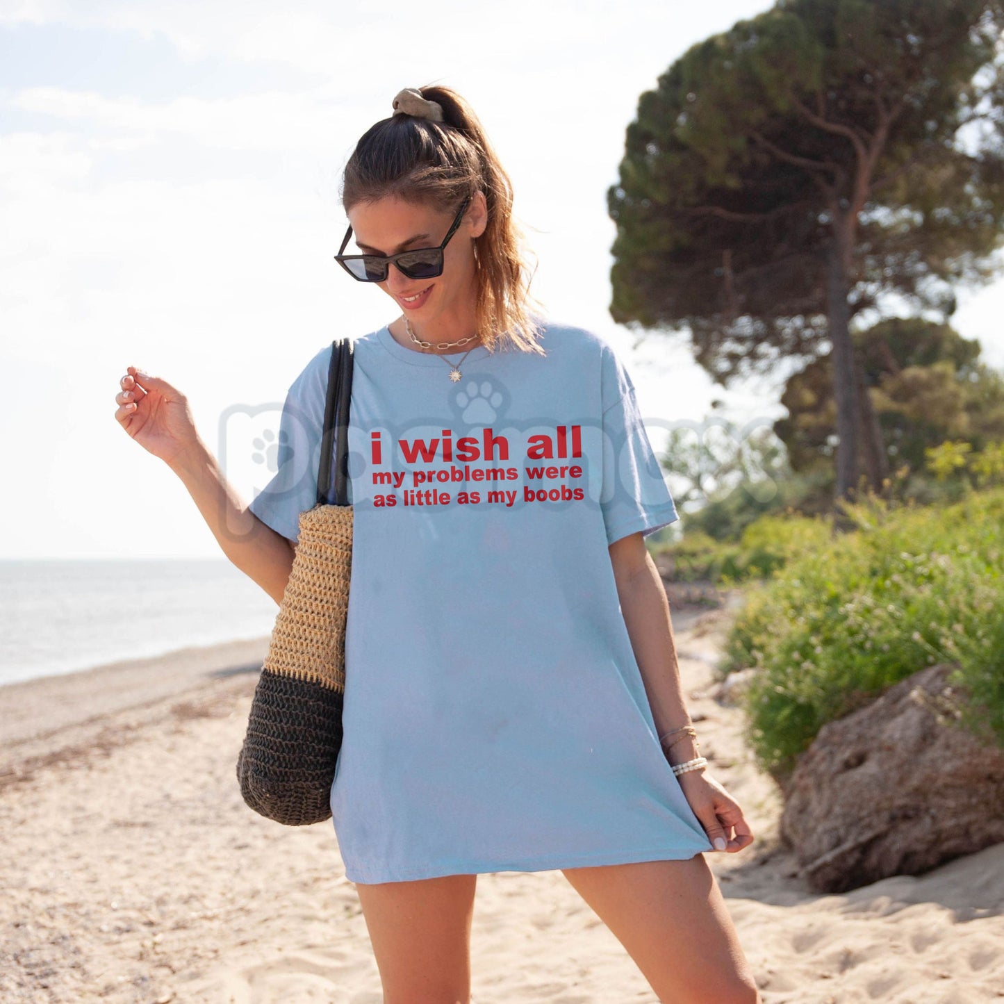 "I Wish All My Problems Were As Little As My Boobs" Shirt - Funny Self-Deprecating Humor Tee, Body Positive Statement Top, Witty Women's Slogan Gift