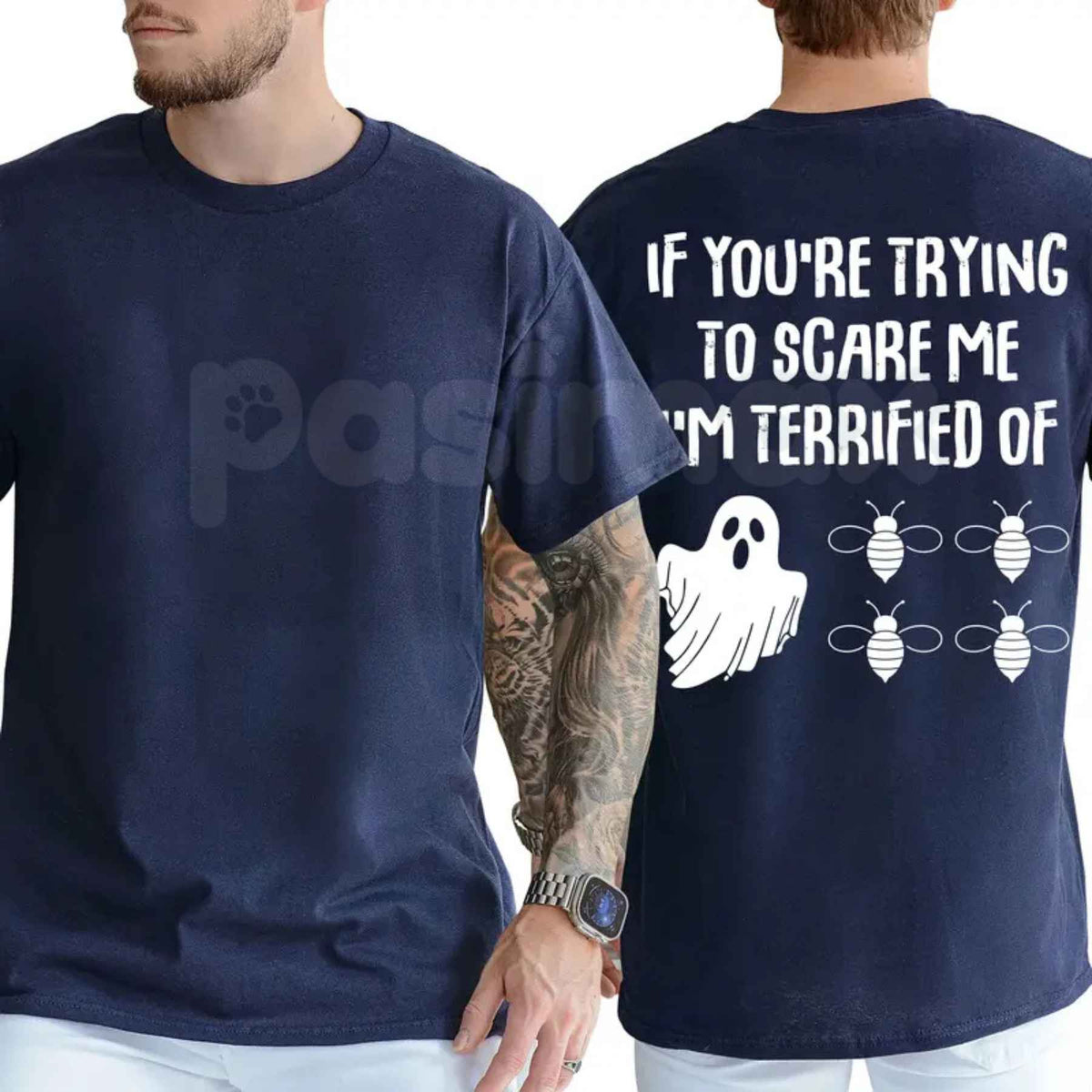 Funny Halloween Ghost Bee T-Shirt – Boo Bees Scary Humor Graphic Unisex Tee