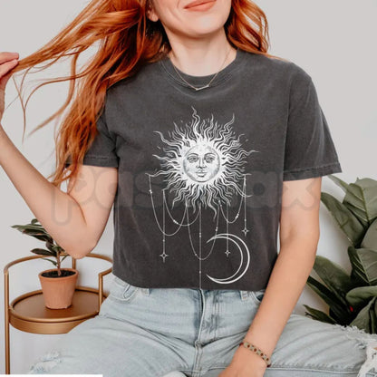 Comfort Colors® Patricia Boho Sun and Moon T-Shirt – Kate O'Flynn Widow's Bay Funny Graphic Tee, Retro Cult TV Unisex Top & Merch Gift