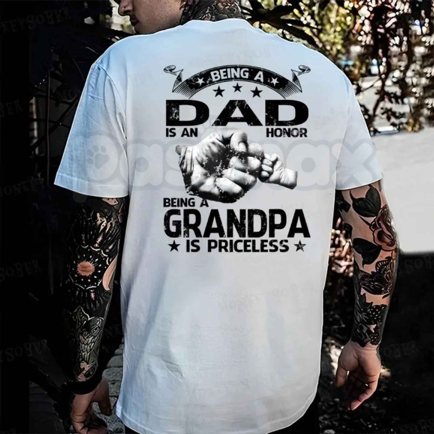 Being A Dad Is An Honor Being Grandpa Is Priceless Graphic T-Shirt – Mens Father's Day Cotton Tee