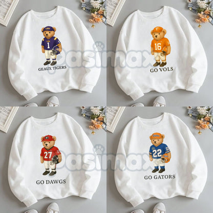 All Team College Football Teddy Bear Sweatshirt – Retro Mascot Graphic Crewneck