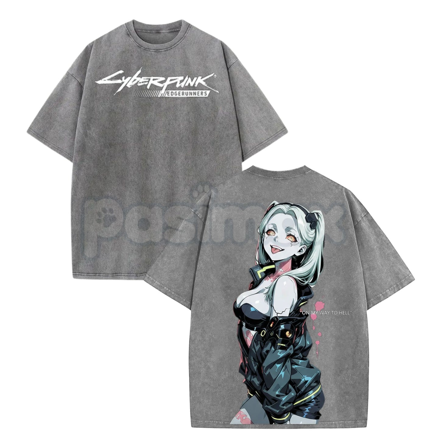 Cyberpunk: Edgerunners Rebecca Printed T-Shirt – Vintage Washed Unisex Anime Streetwear