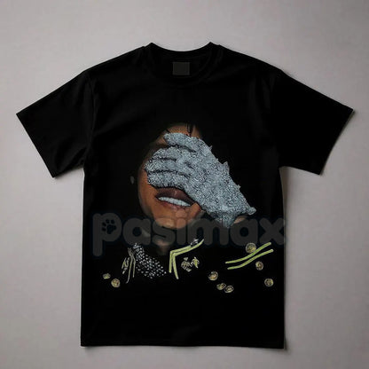 Sparkly Rhinestone Graphic Long Sleeve Sweatshirt | Bling Casual Crewneck Top | Women's Glam Streetwear