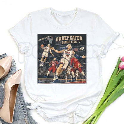 "Undefeated Since 1776" America T-Shirt – Funny 4th of July Independence Day Varsity Graphic Tee