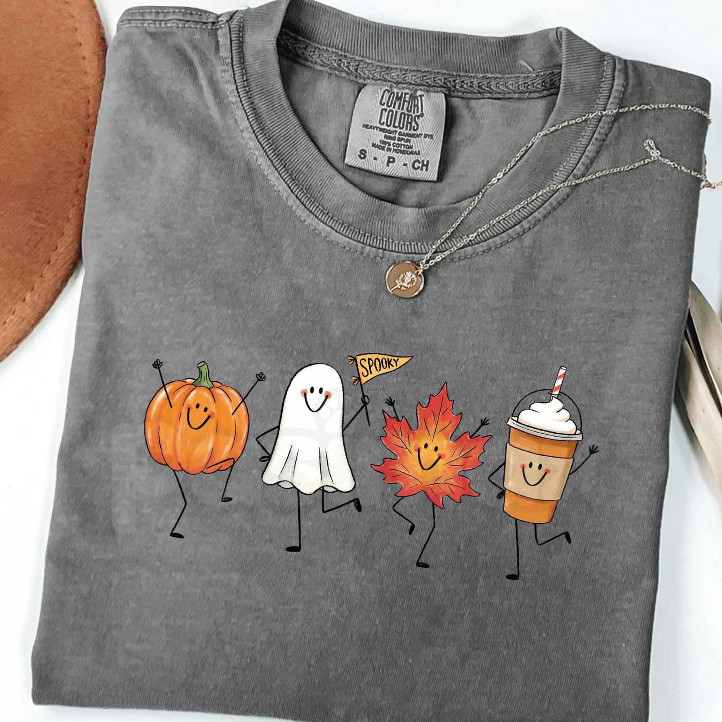 Comfort Colors® "Autumn Magic" Halloween T-Shirt – Retro Pumpkin, Ghost, & Pumpkin Spice Graphic Tee, Cozy Fall Seasonal Aesthetic Unisex Top