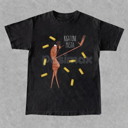Rigatoni Pasta & Worm Graphic Tee - Internet Culture Funny T-Shirt, Viral Gaming Meme Merch