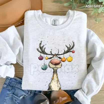 Vintage Reindeer Sweatshirt | Retro Christmas Crewneck Jumper | Nostalgic Holiday Graphic Top