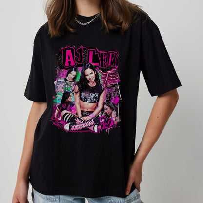 AJ LEE Retro T-Shirt - Official "The Crazy Tour" Wrestling Merch, Vintage Fan Apparel