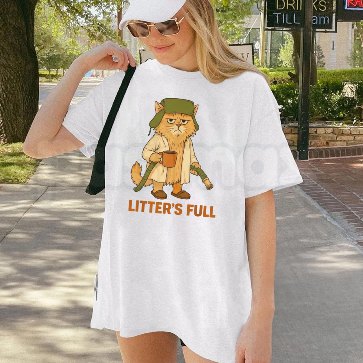 Litter’s Full Funny Cat Lovers Christmas T-Shirt – Festive Xmas Holiday Pet Graphic Tee