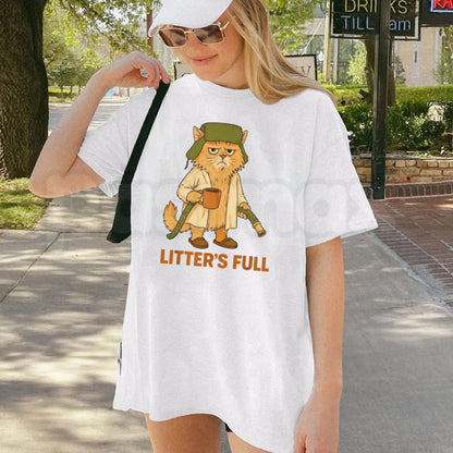 Litter’s Full Funny Cat Lovers Christmas T-Shirt – Festive Xmas Holiday Pet Graphic Tee