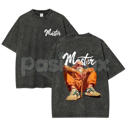 Anime Vintage 90s Graphic T-Shirt – Retro Men's Washed Tee, Distressed Faded Streetwear Classic Japanese Animation Cotton Top