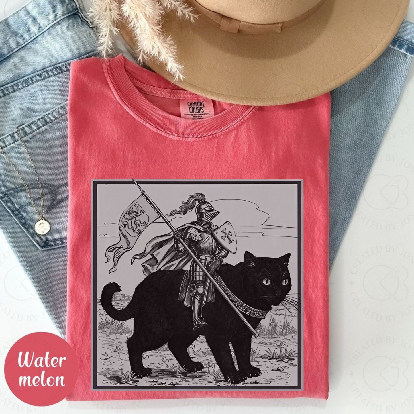 Funny Medieval Knight Cat Rider T-Shirt – Renaissance Fair Meme Tee, Fantasy Cat Lover Shirt, Funny Knight Graphic Tee, Unisex Gag Gift