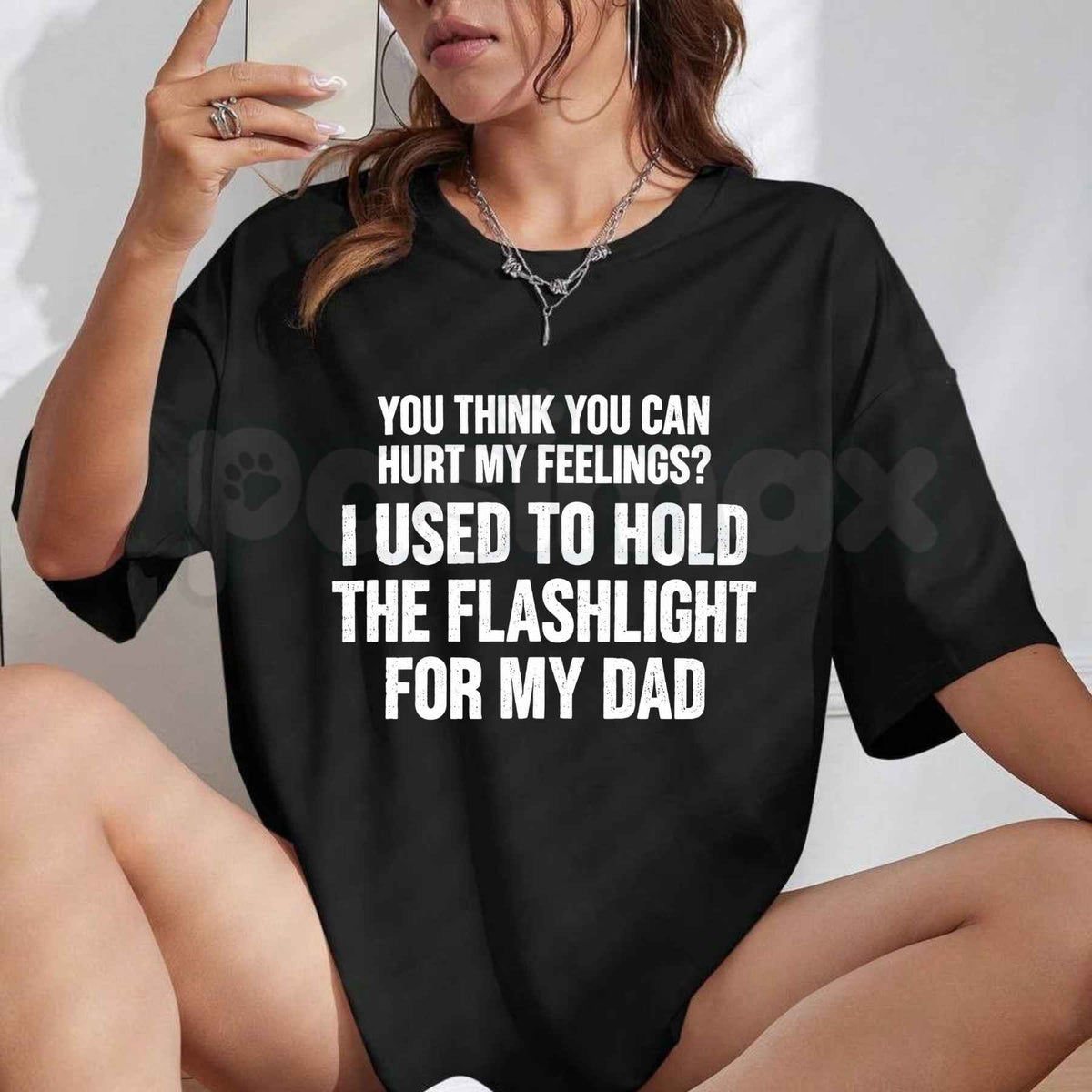 Dad's Flashlight Helper T-Shirt – Funny DIY Garage Humor Unisex Tee