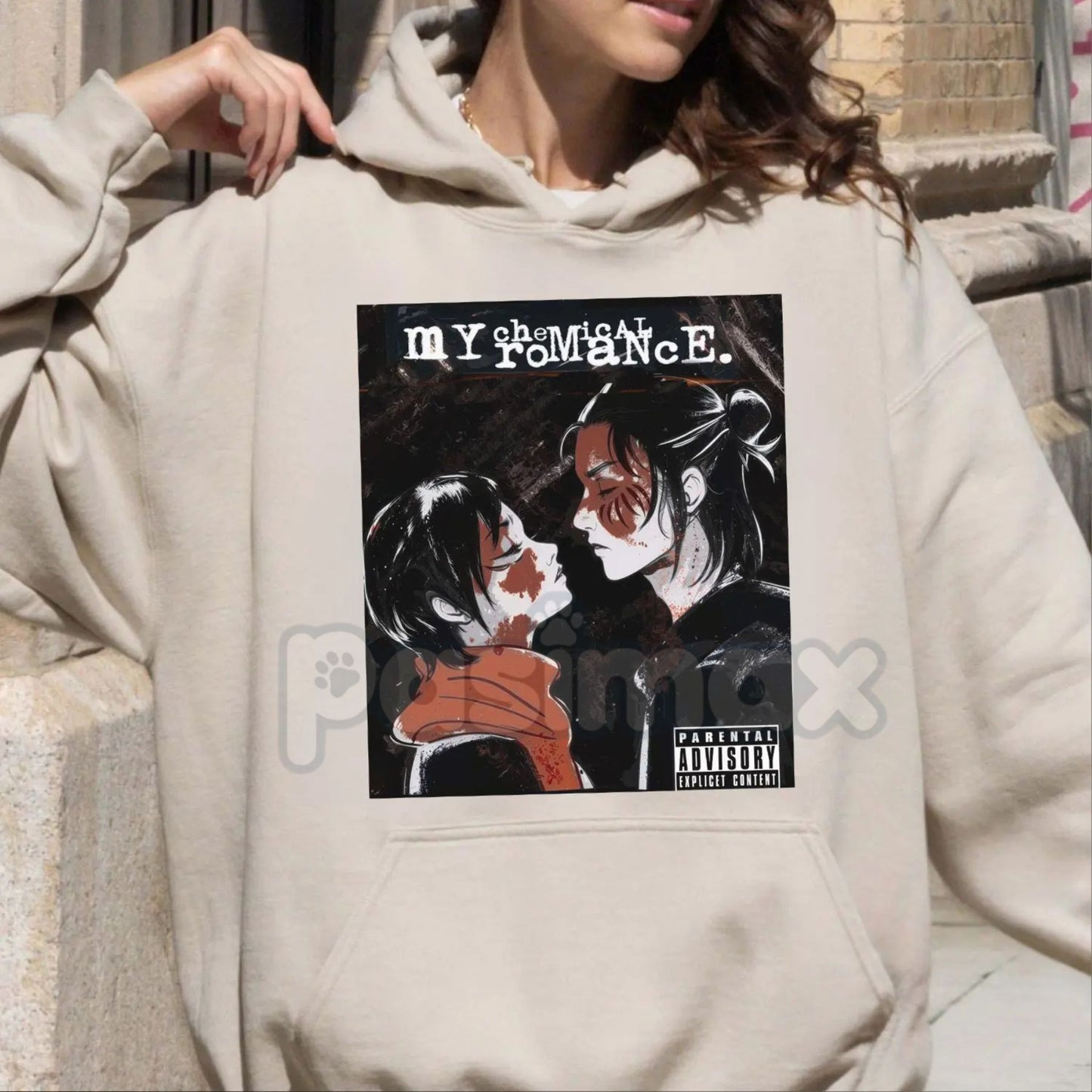 AOT Rock Band Album Cover Hoodie – Anime Mashup Streetwear, Attack on Titan Heavy Metal Pullover, Unisex