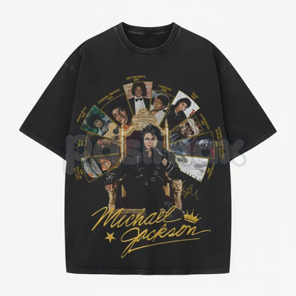 Michael Jackson Retro T-Shirt – Vintage King of Pop Graphic Tee, Premium 100% Cotton 80s Music Icon Top, Soft Lived-In Heavyweight Moonwalk Shirt, Made in USA