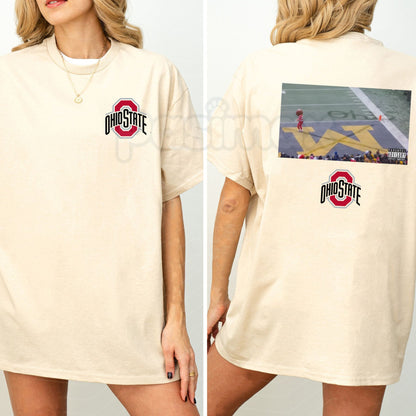 Brutus Buckeye Ohio Snow 2-Sided Unisex Shirt - Ohio State Mascot Winter Tee, OSU Fan Cold Weather Apparel, Buckeye Graphic Gift