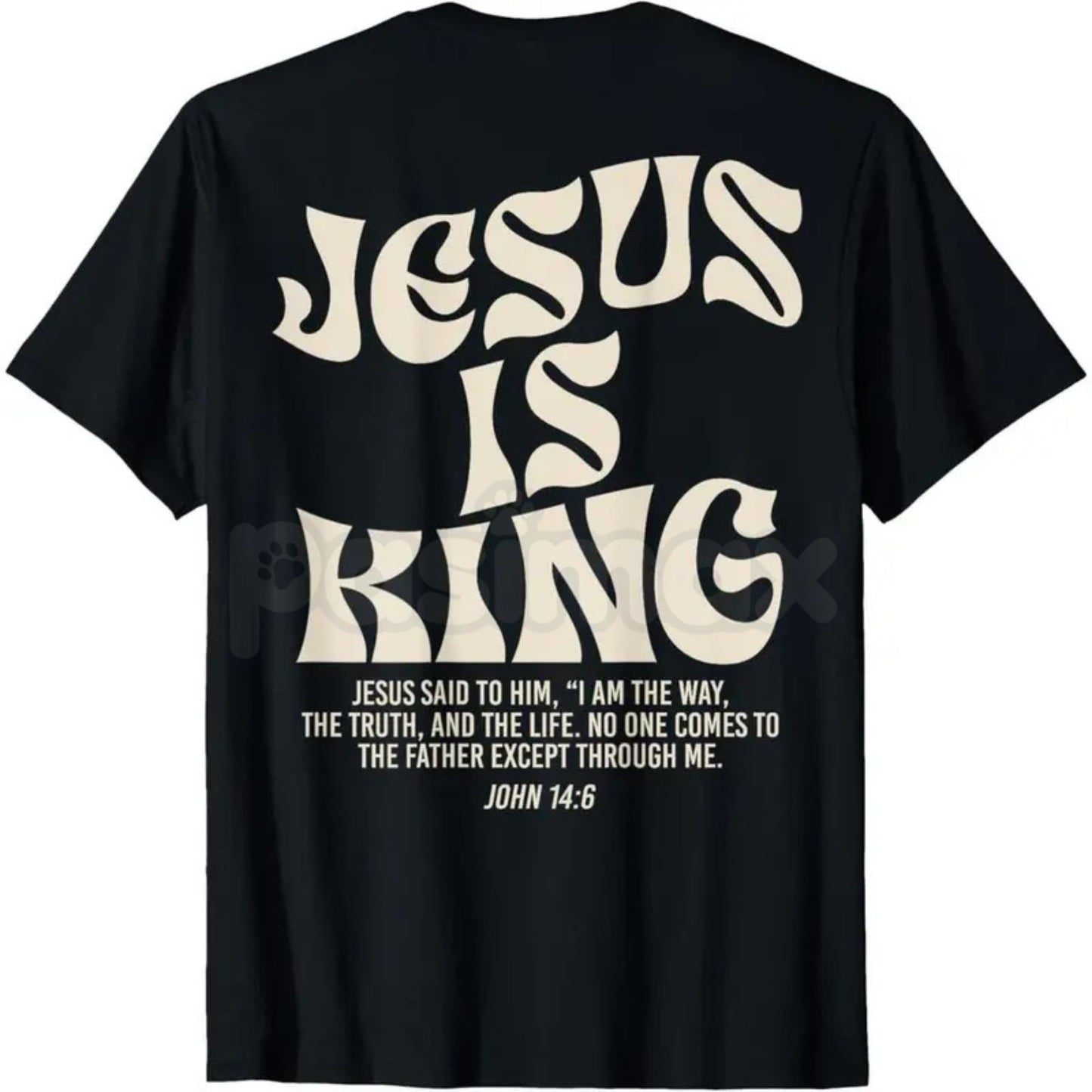 "Jesus Is King" John 14:6 Bible Verse T-Shirt - Christian Faith Graphic Tee, Premium 100% Cotton Scripture Shirt, The Way The Truth The Life Religious Top, Modern Worship Apparel, Inspirational Gospel Witness Shirt