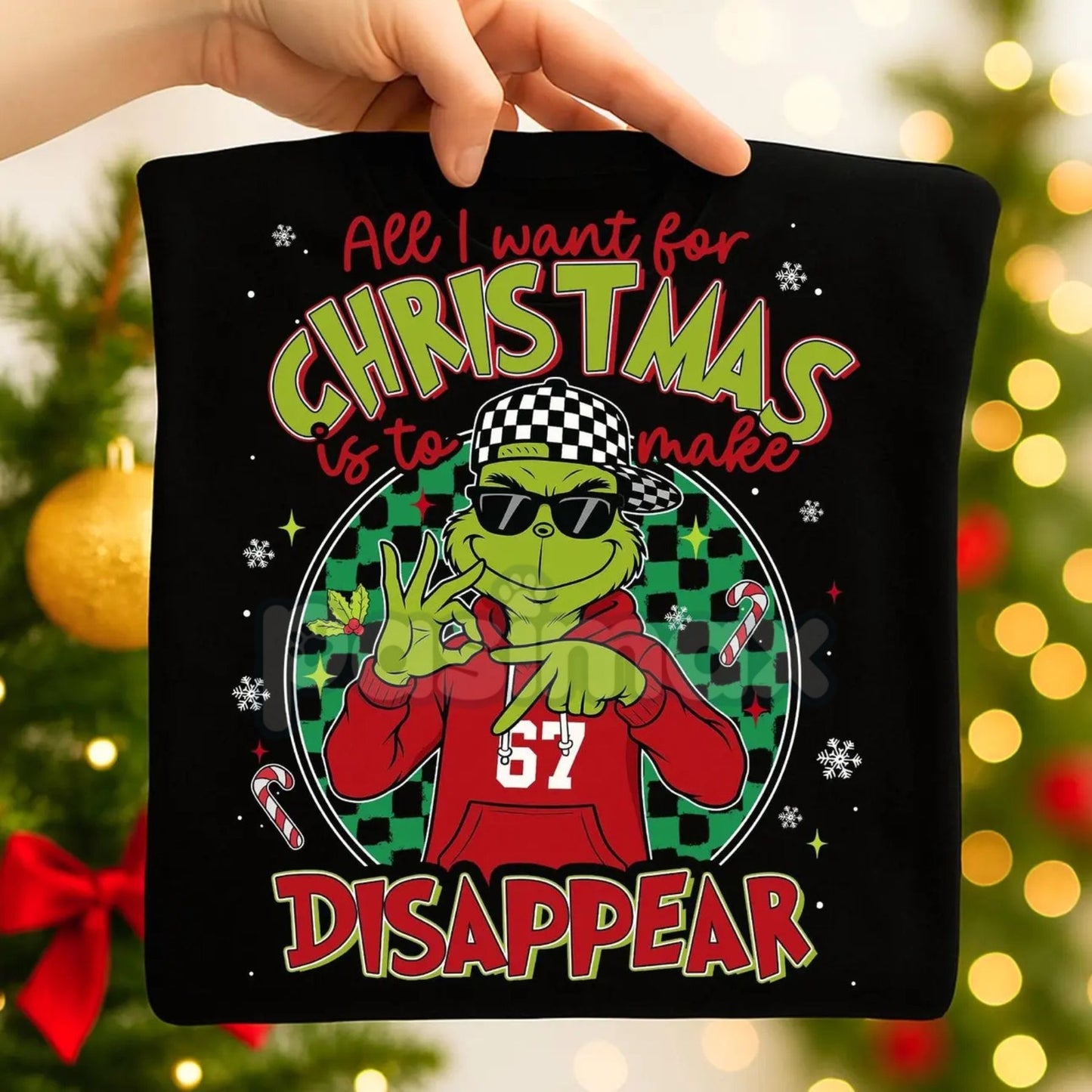 "All I Want For Christmas Is To Make 67 Disappear" Sweatshirt | Six Seven Meme Christmas Jumper | Viral TikTok Slang Holiday Gift