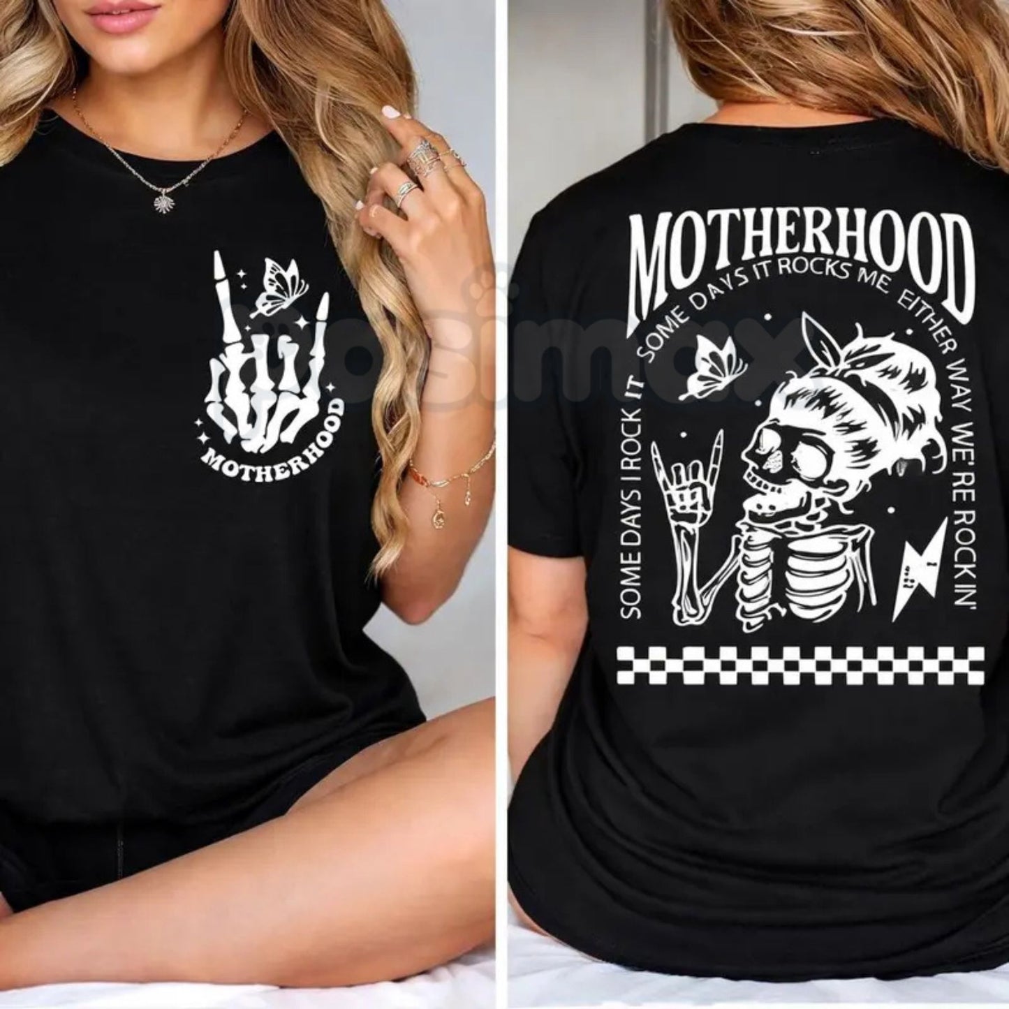 "Motherhood: Sometimes I Rock It, Sometimes It Rocks Me" T-Shirt – Funny Relatable Mom Graphic Tee, Premium 100% Cotton Motherhood Life Top, Soft Lived-In Heavyweight Sarcastic Mama Shirt, Made in USA