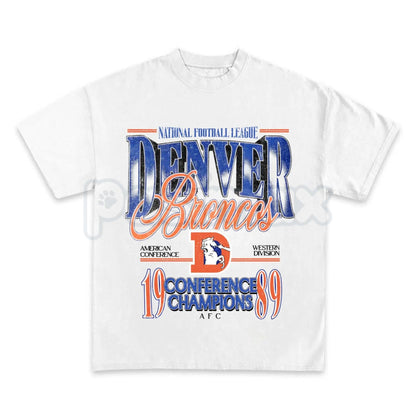 Vintage Denver Football Graphic T-Shirt - Retro Denver Fan Crewneck Shirt, Mile High Football Inspired Tee, Classic Colorado Sports Apparel, Premium Heavyweight Game Day Top, Nostalgic Denver Football Fan Gift