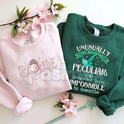 Matching Witchy Couples Sweatshirts | "Good Witch of the North" & "Exceedingly Peculiar" Shirts | Goth Cottagecore Magic Jumper Set