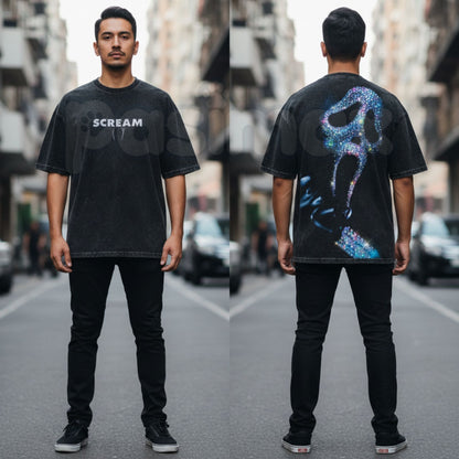 Ghostface "Scream" Slasher Streetwear Tee – y2k Vintage Washed Oversized Graphic T-Shirt