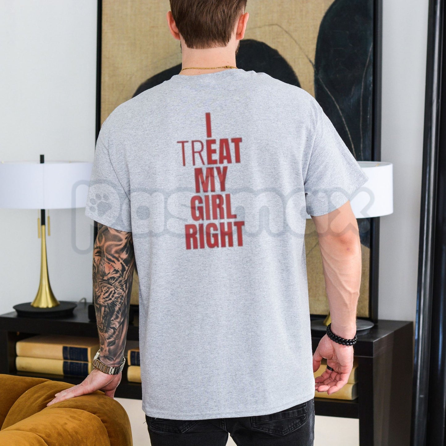 "I Treat My Girl Right" Valentine's Day T-Shirt – Romantic Boyfriend Graphic Tee, Premium 100% Cotton Anniversary Gift Top, Soft Lived-In Heavyweight Relationship Pride Shirt, Made in USA