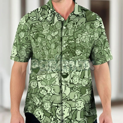 Fallout Compilation Maxi Hawaiian Shirt – Ultimate Gaming Tropical Shirt, Gift For Fans, Summer Fandom Apparel