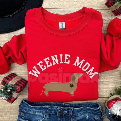 Dachshund Sweatshirt | Weenie Mom Crewneck | Retro Doxie Graphic Jumper | Wiener Dog Mom Gift | Aesthetic Dachshund Lover Pullover