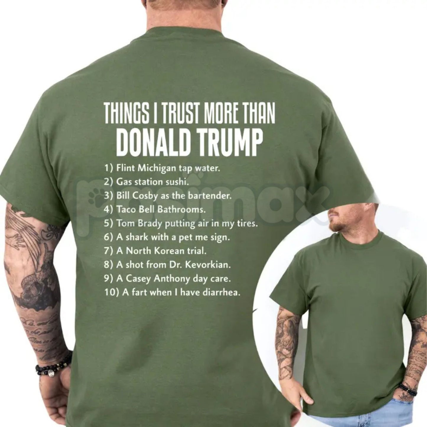 Funny "Things I Trust More Than Donald Trump" T-Shirt – Anti-Trump Liberal Graphic Tee