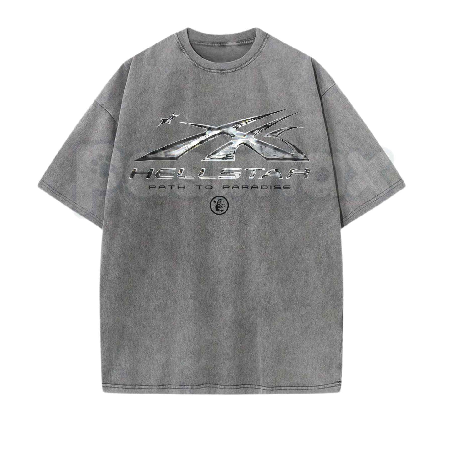 Hellstar Washed T-Shirt – Retro Oversized Heavyweight Cotton Graphic Tee, Vintage Mineral Faded Hip-Hop Streetwear Unisex Top